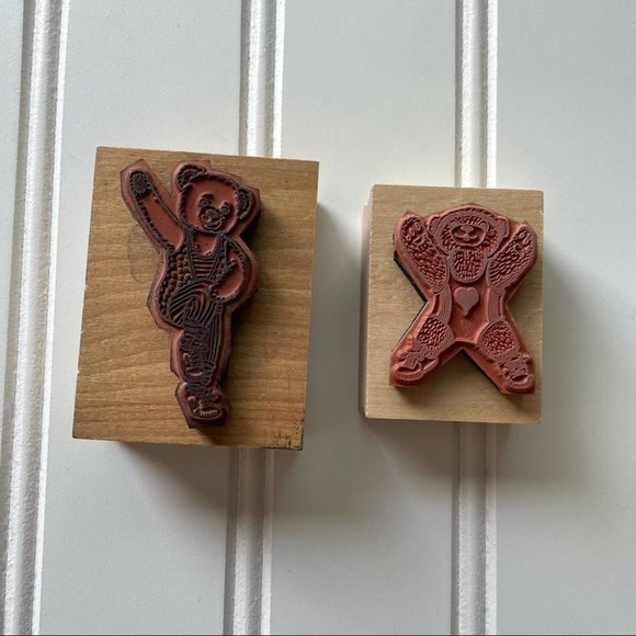 Vintage Wood Block Rubber Stamp Hamilton Arts Teddy Bear Yoga Dance Jazzercise - Picture 4 of 7